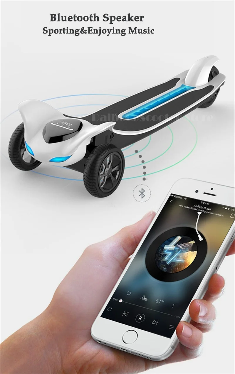 Tomolloo Electric Longboard Skateboard Electric Scooters With APPBluetooth Speaker 6 Inch 36V 250W 3 Wheel Electric Scooter     (40)