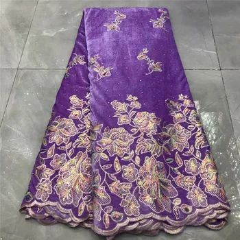 

(5yards/pc) high quality transparent African silk velvet lace fabric smooth with gorgeous flowers pattern for making dress