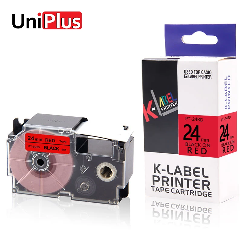 

UniPlus Red Labelmaker XR-24RD for Casio King Jim Typewriter Label Printer 24mm*8m Black on Red Labeling Tapes Ribbon Cassette