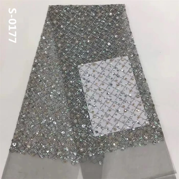 

2020 High Quality Red Sequins Lace Fabrics African Lace Fabric French Tulle Lace Fabric Sequins For Women Evening Dress Party