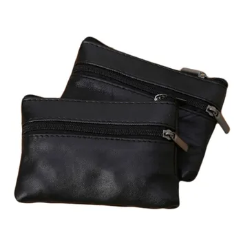 

Men Women Coin Key Soft Holder Zip Leather Wallet Pouch Bag Purse Gift New Fashion Black Mini Coin Holders