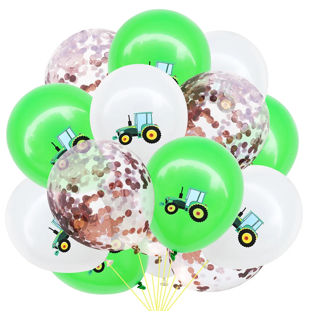 15pcs 15/10/5pc вечерние воздушных шаров из латекса желтого цвета трактор экскаватор День рождения украшения дети Globos cumpleaños Infantiles - Color: 15pcs