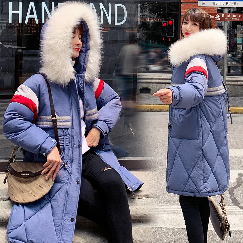

2019 New Style down Jacket Cotton-padded Clothes Women's Korean-style Mid-length Loose-Fit Waist Hugging Cotton-padded Clothes L