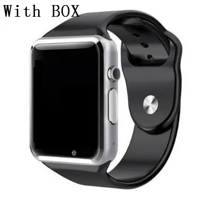 Silver and BOX Наручные часы A1 Bluetooth Смарт часы спортивные Шагомер с сим-камерой Smartwatch для Android смартфон Россия T15 хорошо чем GT08 - Цвет: Silver and BOX