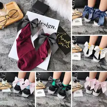 Новые женские носки с большим бантом осенние короткие носки с большим бантом из ленты на пятке женские короткие носки для девочек мягкие удобные носки