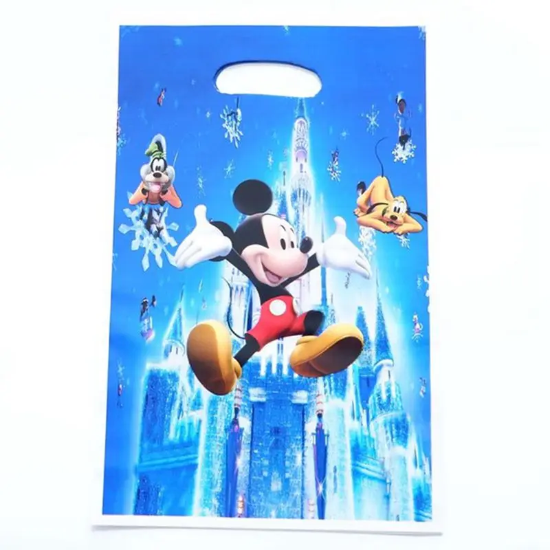 Mickey 20 шт./лот, с днем рождения, на вечеринку, бабочка, цветок, мультфильм, тема, Лут, сумка для детского душа, для украшения девочек, сувениры, пластиковые подарочные сумки - Цвет: Mickey