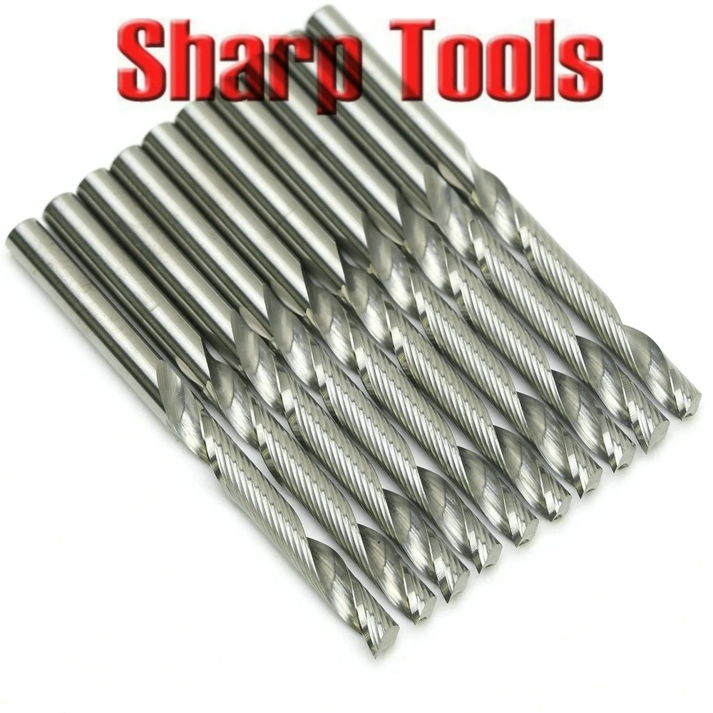 

10pcs 3.175*20MM Single Flute Cutters Solid Carbide Cutting Tools Woodworking Bits, Engraving Carving MDF PVC Board Acrylic