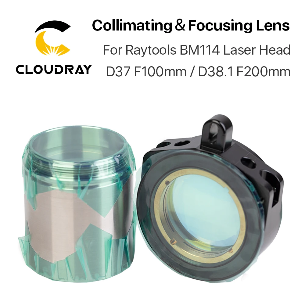

Cloudray BM114 Collimating & Focusing Lens D37 F100 & D38.1 F200mm with Lens Holder for Raytools Laser Cutting Head BM114