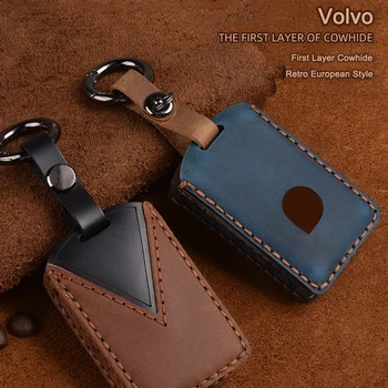 

Leather Car Key Cover Case for volvo s90 2017 S90L t5 t6 2015 2016 t8 2017 XC60 2018 remote fits perfect key pouch skin Wallet