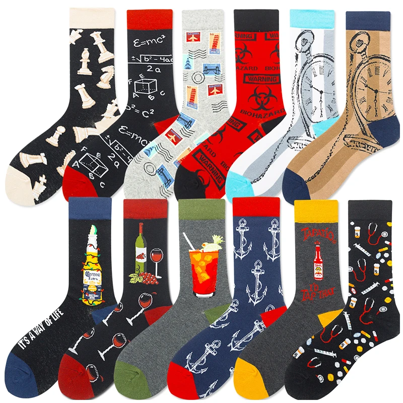 Женские зимние носки в стиле хип-хоп с изображением кактуса и пива | Мужская