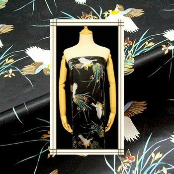 

Natural printed silk stretch satin fabric cloth 138cm width 15 mm summer soft shirt women's dress sewing spandex fabrics