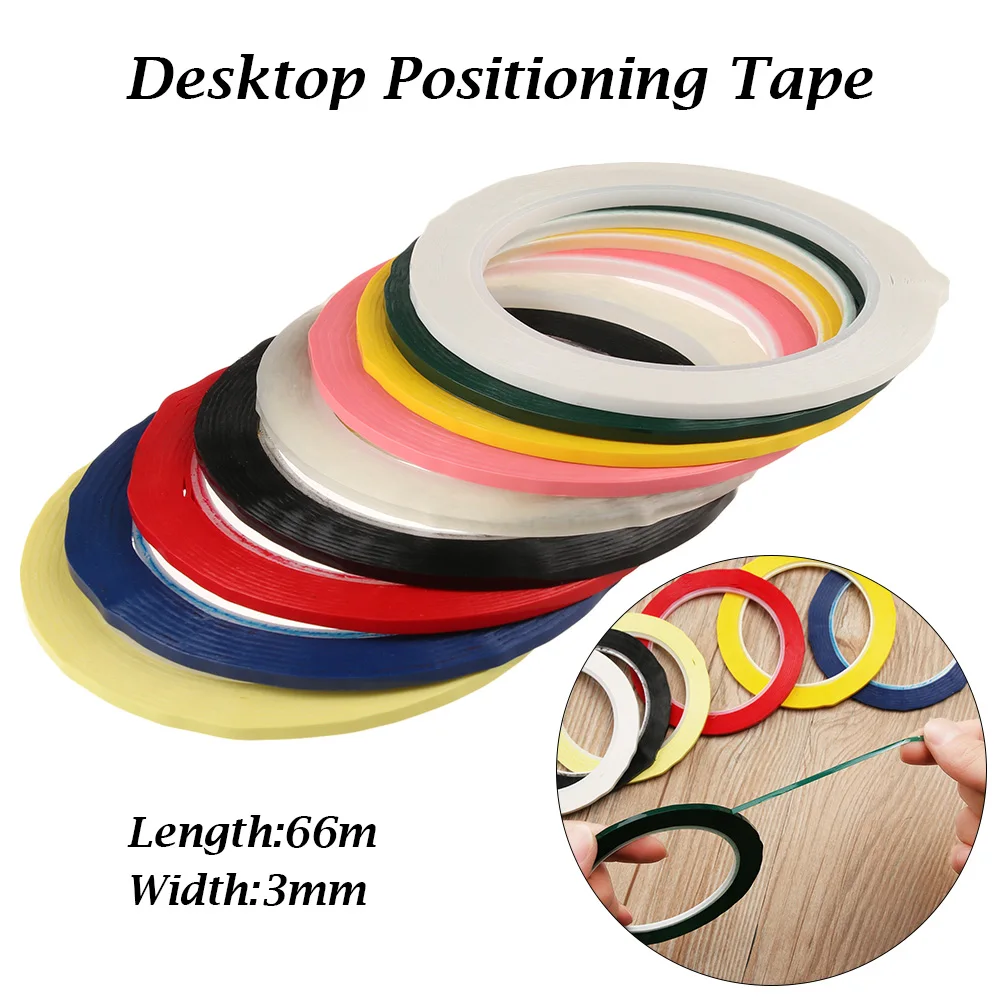 1pcs 3/5/8mm Length 66M 5S Desktop Positioning Tape Marking Tape Whiteboard Color Discrimination Warning Drawing Grid Line Furniture Bolts