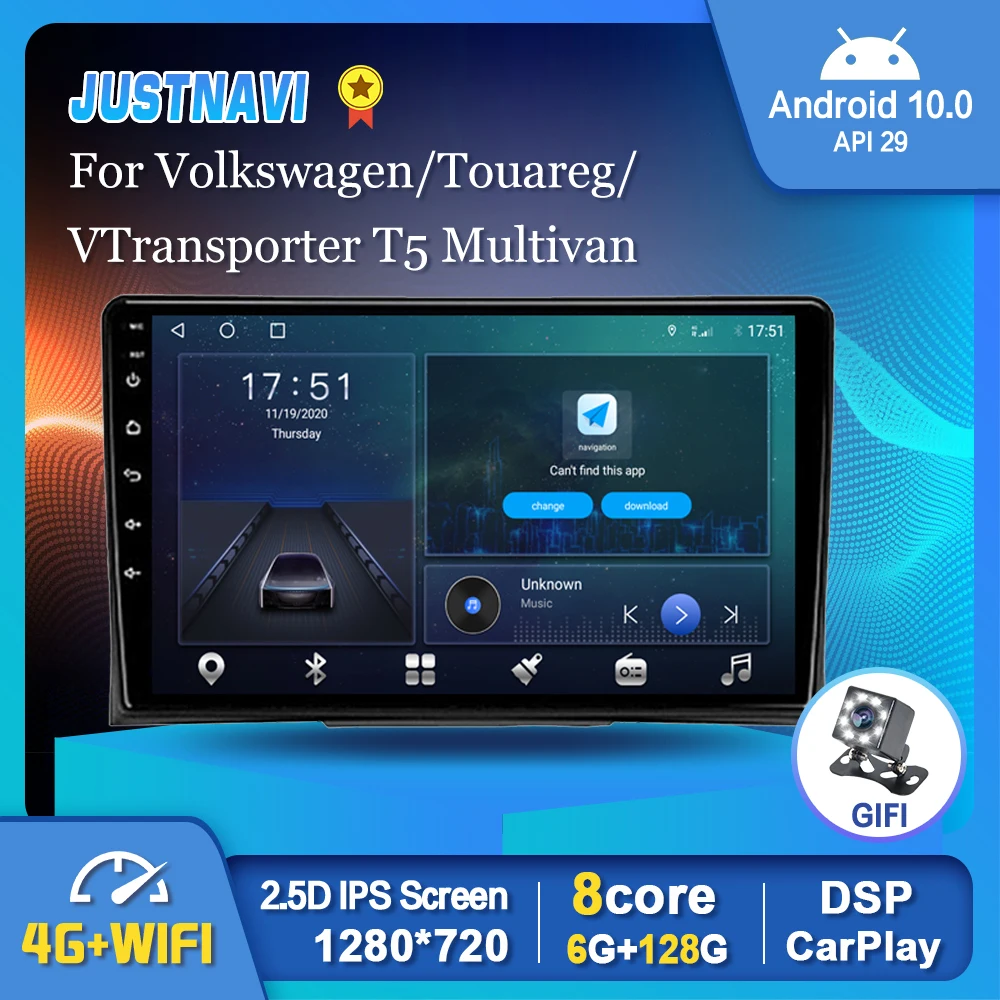 Автомагнитола на Android 10 0 для Volkswagen Touareg Transporter T5 Multivan 2012 мультимедийный плеер