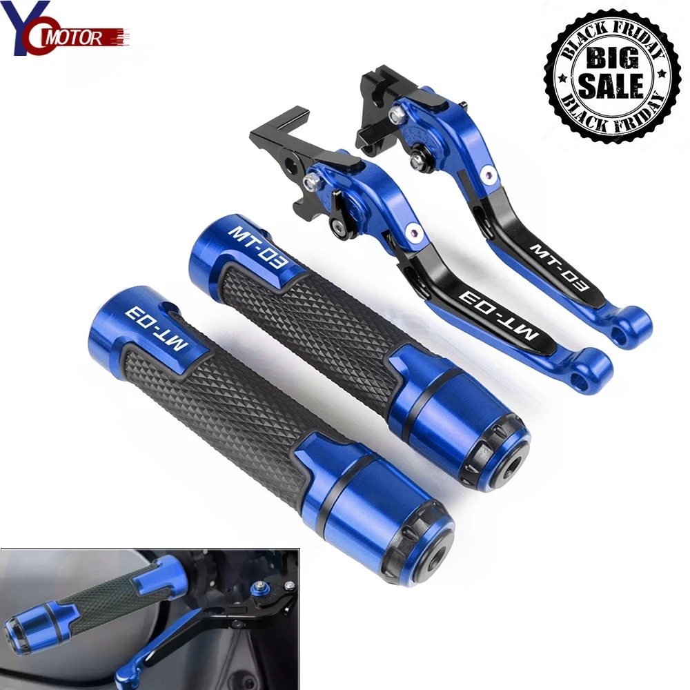 For YAMAHA MT03 MT-03 2015-2021 2020 Motorcycle Adjustable Folding Brake Clutch Lever and Handle bar mt03 mt-03 Grips Handbar | Автомобили
