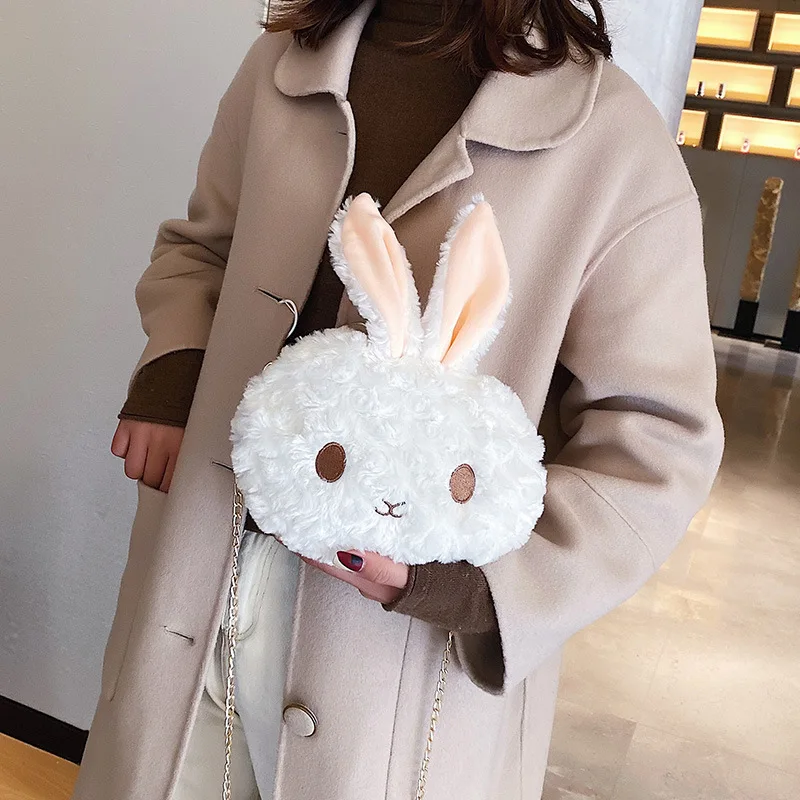 

Cartoon Mini Rabbit Bag with Chain 2020 New Style Maomao Bag Shoulder Lambs Wool GIRL'S Shoulder Bag Processing