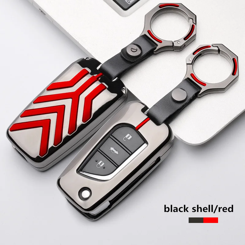 C-black red Чехол для ключей автомобиля из цинкового сплава для Toyota Crown Camry Corolla Avensis Verso Yaris Aygo Scion TC IM защитные аксессуары для стайлинга автомобилей - Название цвета: C-black red