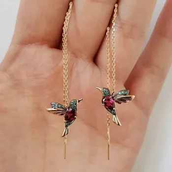 

Crystal Bird Earrings Unusual Chain Tassel Earrings Fashion Long Earrings for Women Wedding Jewelry Wholesale