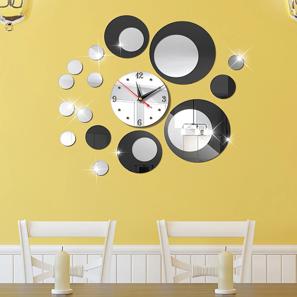 

3D Acrylic Wall Stickers Clock Mirror Sticker Home Decor Wall Clock Europe Home Kitchen Christmas Wall Clock Gift