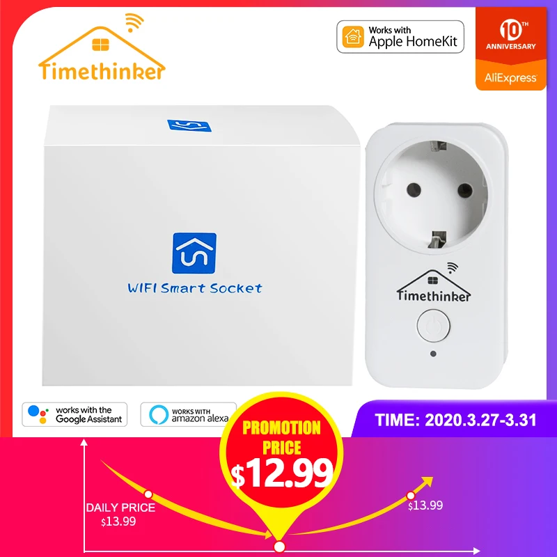 Timethinker Smart Home WiFi Plug Homekit Socket for Apple Siri Alexa Google AU UK US EU Outlet APP Remote Control|Смарт-гаджеты| |