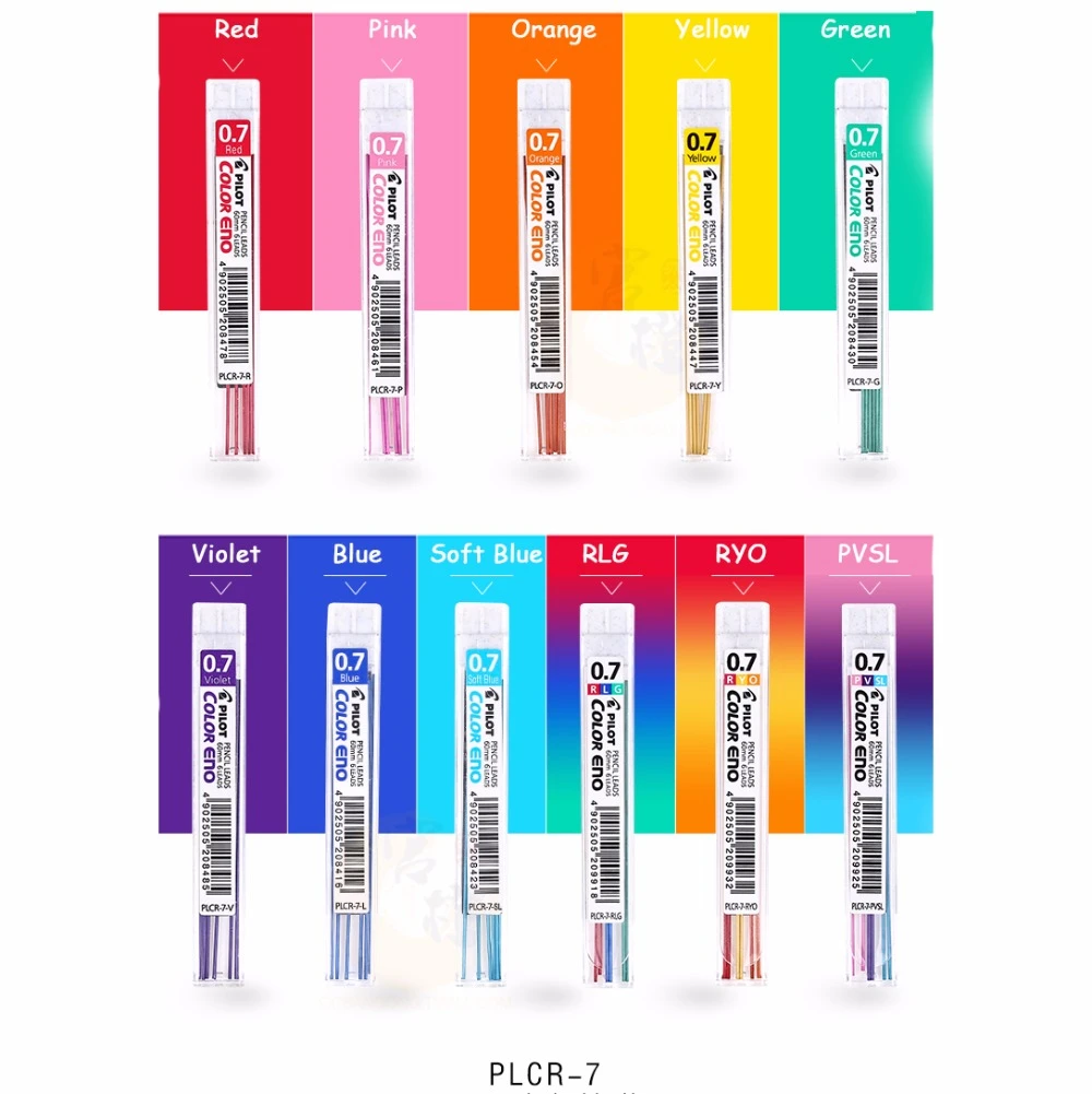 Colors Pilot Color Eno 0.7mm Coloured Mechanical Pencil & Pencil Leads 8 colours Colors Pilot Color Eno 0.7mm Coloured Mechanical Pencil & Pencil Leads 8 colours