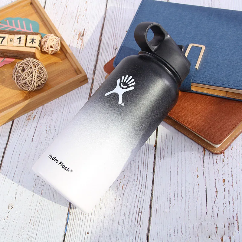 Hydro Flask Thermos Cup Stainless Steel Water Bottle Wide Vacuum Insulated Vacuum Travel Portable Thermal 18oz / 32oz / 40oz - Цвет: BW