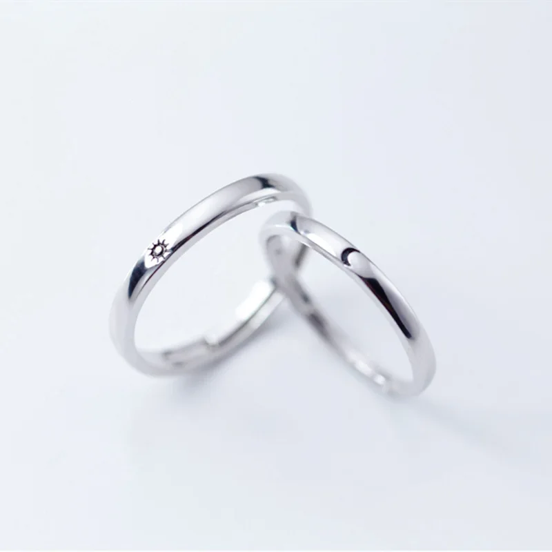 Anillos De Compromiso minimalistas para parejas, sortija de apertura sencilla, para pareja, compromiso, boda, 2 uds.