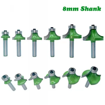 

8mm Shank Milling Cutter Woodwork Corner Round Over Router Bit Bearing For Woodworking Tool Tungsten Carbide End Mill MC02048