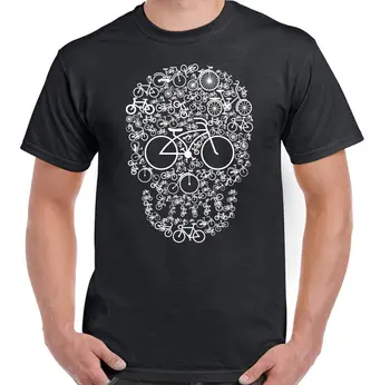 

Bicycle Skull Face Mens Funny Cycling T-Shirt Cyclist Cycle DH MTB Racer Bike Printing Casual T Shirt Men'S Tees