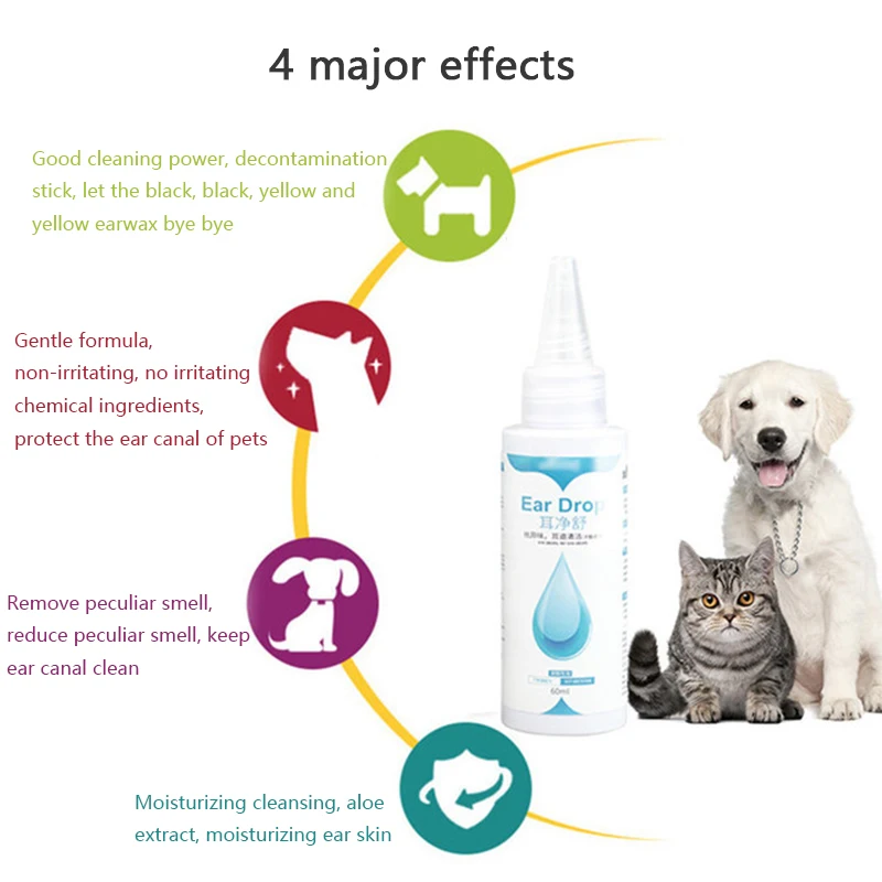Dog ear drops ear wash liquid ear wash water ear mites ear odor removal