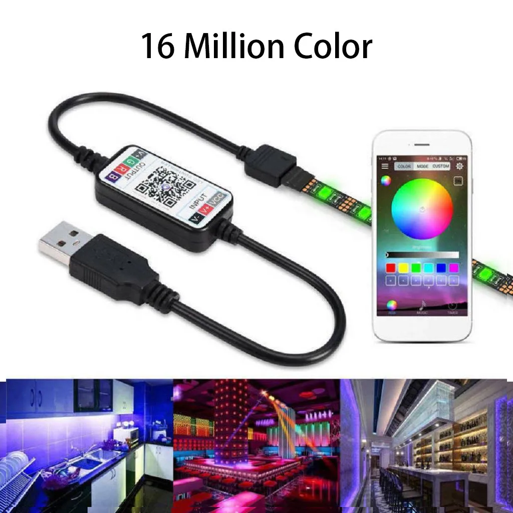 Светодиодный мини-контроллер USB Bluetooth/Wi-Fi RGB 5 в 5050 3528 светодиодный Li T8Z9 подсветка