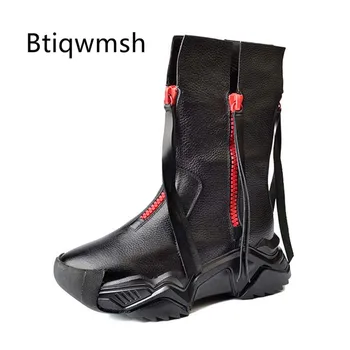 

2019 Chic Design Ankle Boots Women Round Toe Zipper Tassel Thick Bottom Flat Shoes Woman Cool Military Boots Girls Casual Shoes