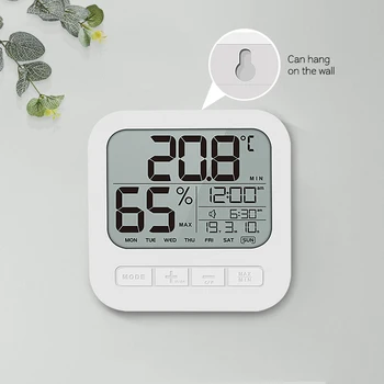 

Digital Alarm Clock Temperature Humidity Measurement Alarm Clock Snooze Function 12 / 24 Hour Date Week Desk Bedroom Alarm Clock