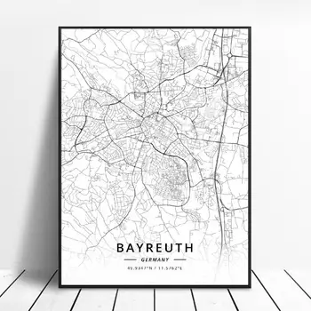 

Bayreuth Chenmitz Siegen Halle Gutersloh Berlin Germany Canvas Art Map Poster