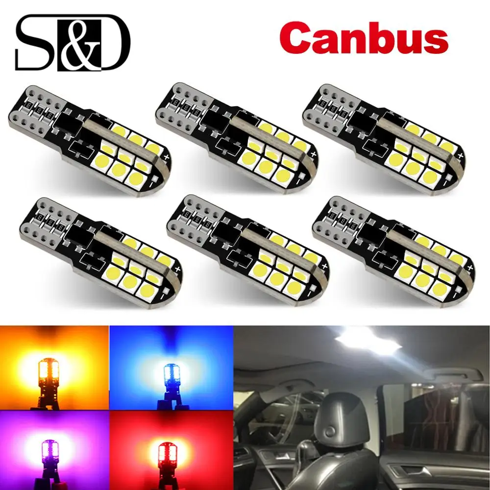 6 шт W5W светодиодный T10 Canbus 168 194 лампы 24SMD автомобильный Боковой габаритный фонарь
