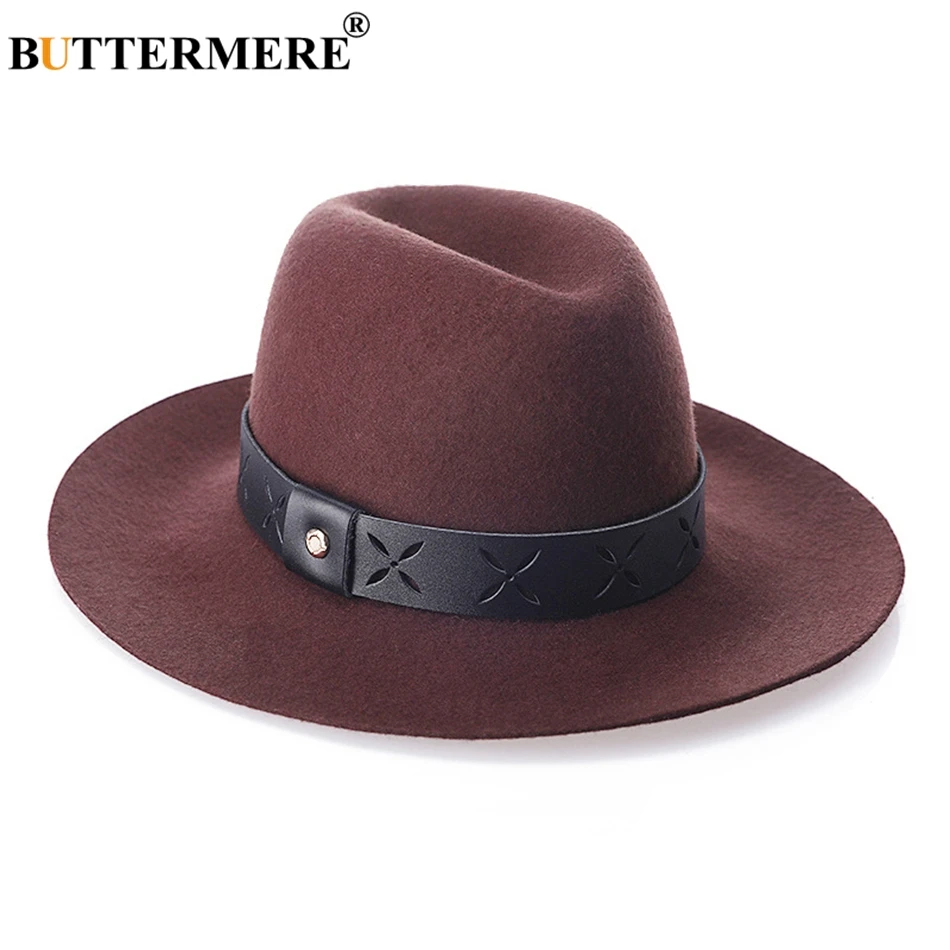 Buttermere Hitam Fedoras Pria Wol 