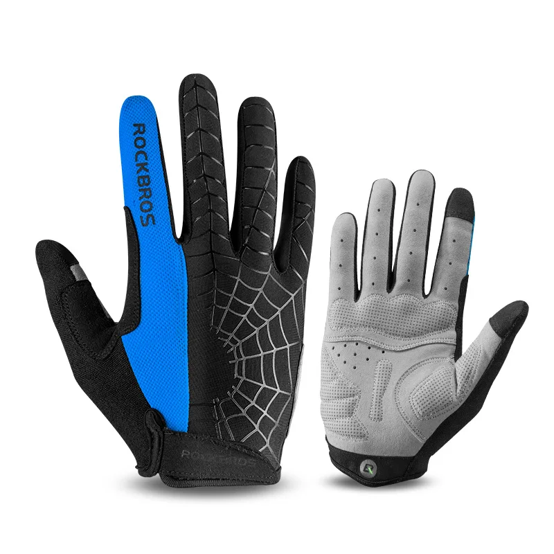 ROCKBROS мужские ветрозащитные велосипедные перчатки с сенсорным экраном для верховой езды MTB дорожный велосипед перчатки летний дышащий для занятий спортом на улице перчатки - Цвет: Blue-S109-1