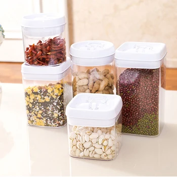 

Kitchen Transparent Storage Box Sealed Jar Grains Beans Storage Container With Lock Kitchen Refrigerator Storage Boxes