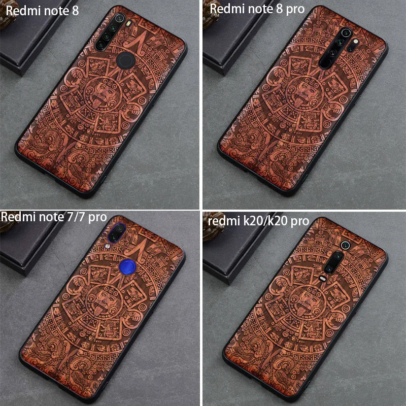 Резной деревянный ящик на заказ для Xiaomi redmi note 8 pro Чехол funda для Xiaomi redmi note 8 note 7 K20 Pro Деревянный ТПУ защитный чехол