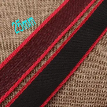 

1"(25mm)Webbing,Smooth Black Red Striped Webbing Ribbon Red Belts Tape Bag Handle Bag Purse Straps webbing buckle