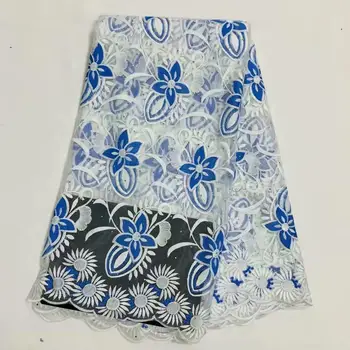 

5yard Swiss lace fabric 2019 latest stones embroidery African cotton fabrics Swiss voile lace popular Dubai style F3712