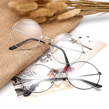 Модные винтажные Ретро очки с металлической оправой, прозрачные линзы, большие круглые очки