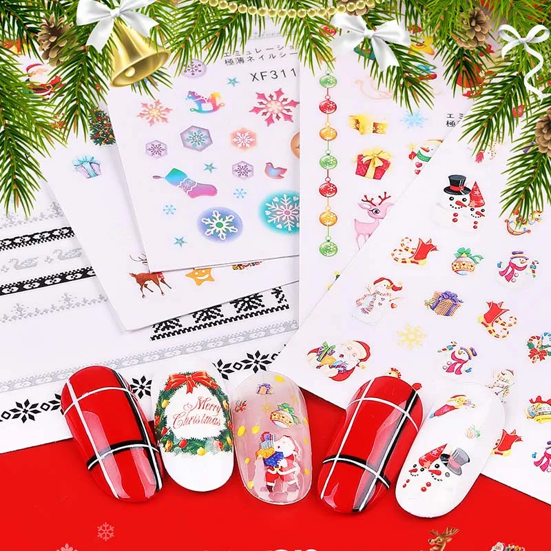 3D Рождественская наклейка для ногтей наклейки стикер снежинки ползунки для украшения ногтей дизайн маникюра акриловые украшения