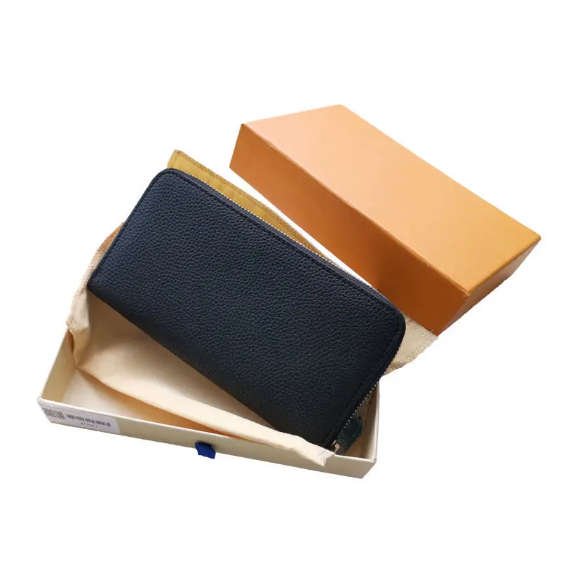 

100% Genuine Leather Female Wallet High Quality Zipper Wallet With Exquisite Packing Box Senior Designer Brand Bag 60017
