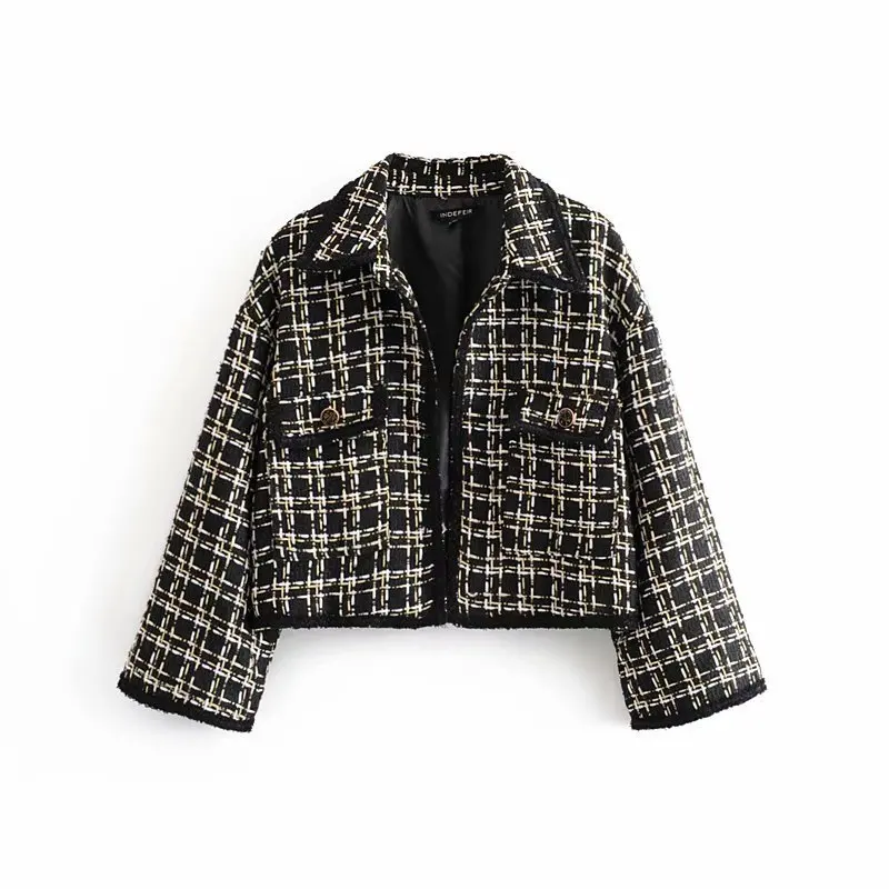 

2019 Autumn Europe And America WOMEN'S Dress New Style Western Style Black Short Graceful Coat 036-2442