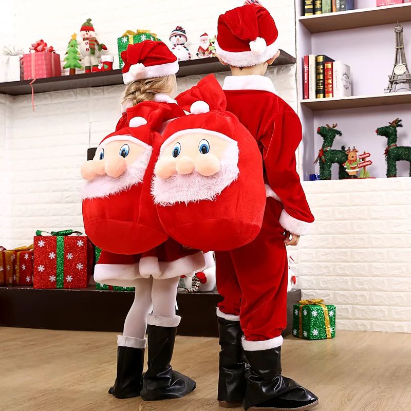 Рождественский костюм Санта-Клауса для маленьких девочек, костюмы для косплея с длинными рукавами для мальчиков, красный комбинезон для маленьких девочек, милое зимнее платье для малышей, 2 предмета