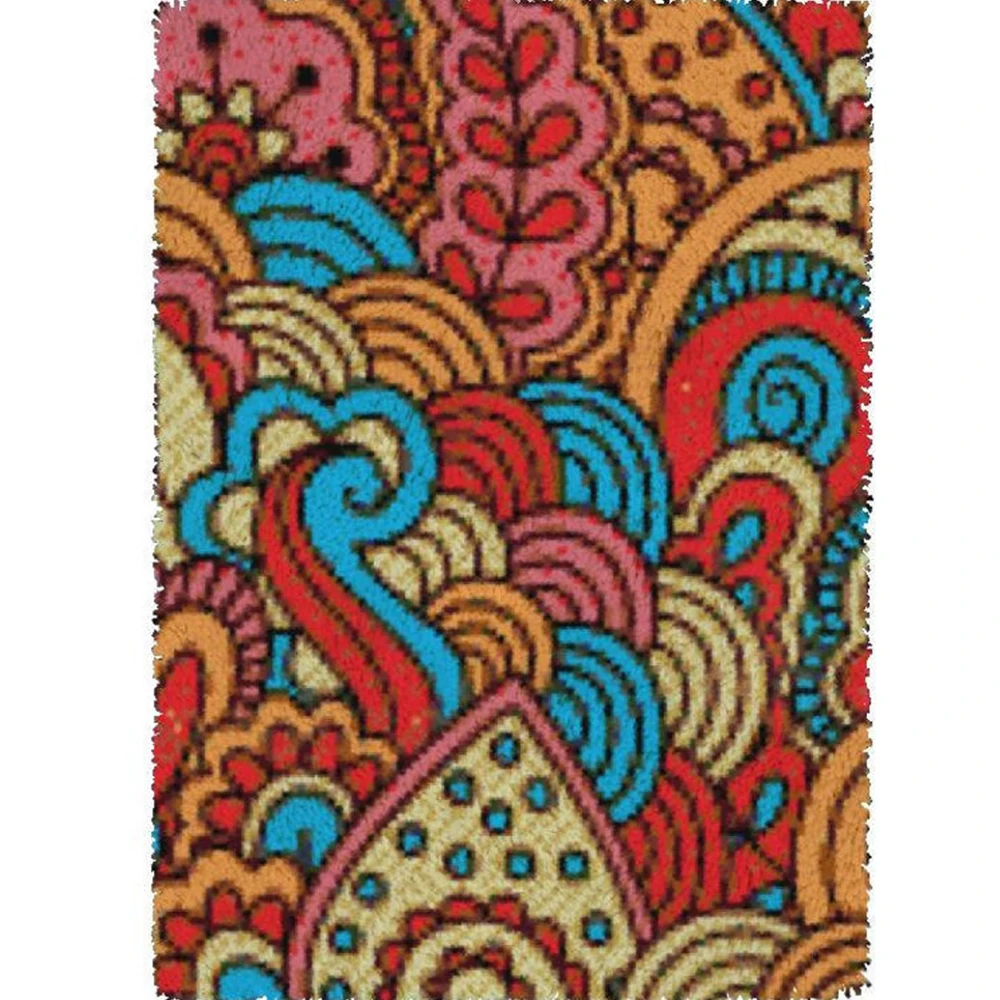 

DIY Latch hook kit Mandala Carpets Embroidery hook Carpet embroidery with Pre-Printed Pattern Hook mat Home decoration
