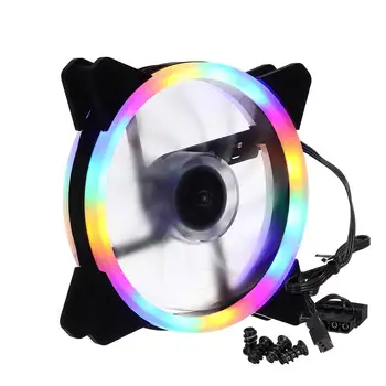 

12V 120mm Dual Color LED Cooling Fan Desktop Silent Case Cooler Fans For Aurora LED Light 3pin PC Computer Case Cooling Heatsink