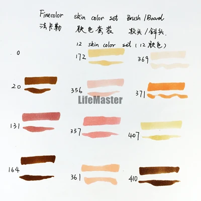 12 skin color Профессиональный FINECOLOUR арт Маркер Маркеры щеток спиртовые чернила фломастер Manga каллиграфия рисования комиксов товары для рукоделия EF102 - Цвет: 12 skin color