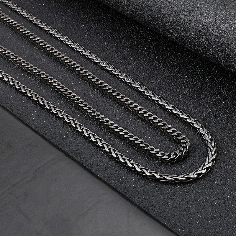 KALEN Stainless Steel Matte Long Linking Chain Necklace Men Brushed Snake Chain Box Chain Choker Necklace Jewelry Accessories