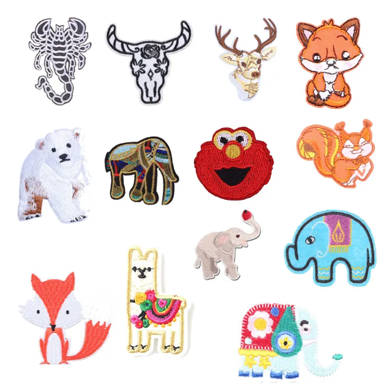 

Cartoon Elephant Iron on Patches for Clothing DIYEmbroidery Stripe on Clothes Animal Sequin Applique Badge Applique Cloth Fabric